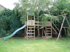 Arundel Twin Wooden Climbing Frame Play Action Tramps UK