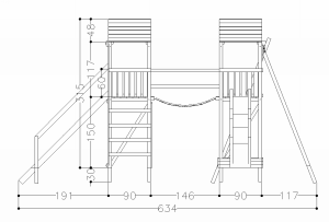 Arundel Twin Wooden Climbing Frame Play Action Tramps UK